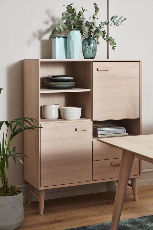 Giga Meubel Wandkast Naturel Eiken 100x40x130cm Wandkast Porto