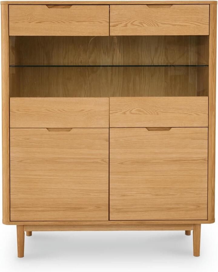 Giga Meubel Wandkast Naturel Eiken Fineer 123x45x146cm Wandkast Nyborg