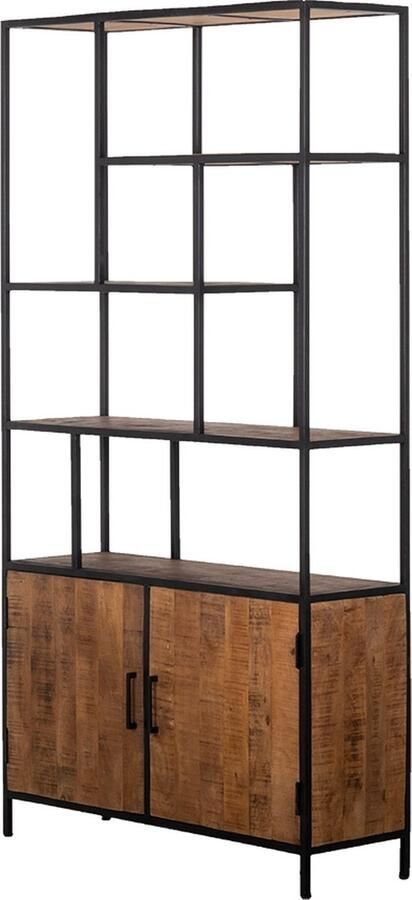 Giga Meubel Wandkast Mangohout Bruin Zwart Metalen Frame Kast Ruben - Foto 3