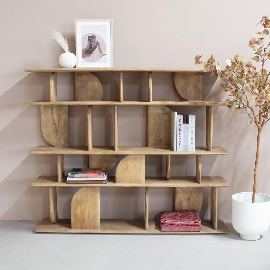 Giga Meubel Wandkast Solis Mangohout Naturel 170x35x140cm