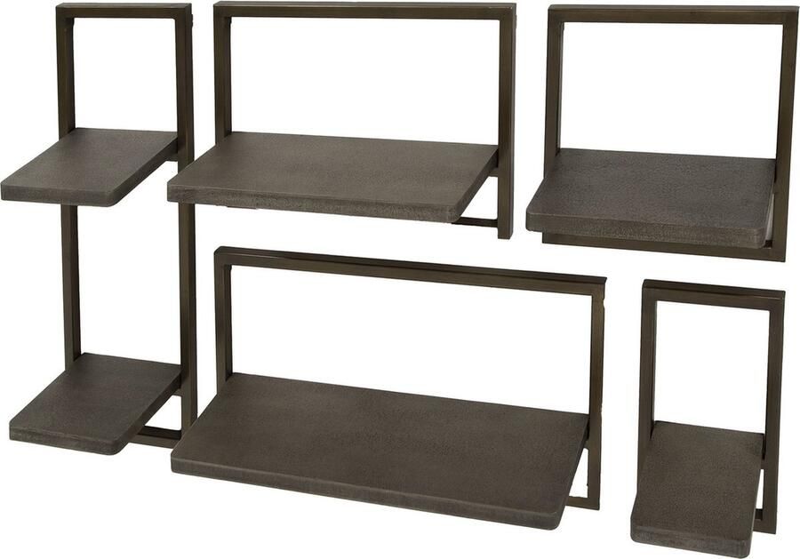 Giga Meubel Wandschap Ferro Metaal Set van 5 65x18x35cm