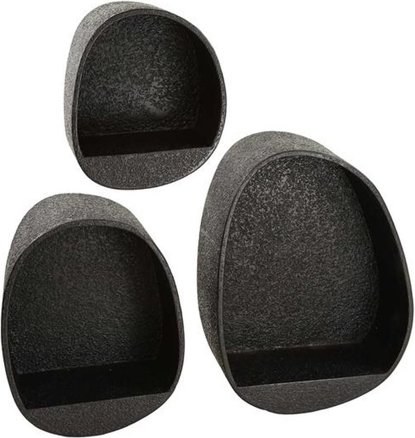 Giga Meubel Wandschap Metaal Grijs Set Van 3 Ophangbaar Metallic