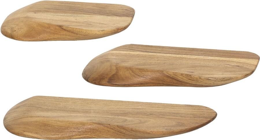 Giga Meubel Wandschap Organic Acaciahout Naturel Set van 3
