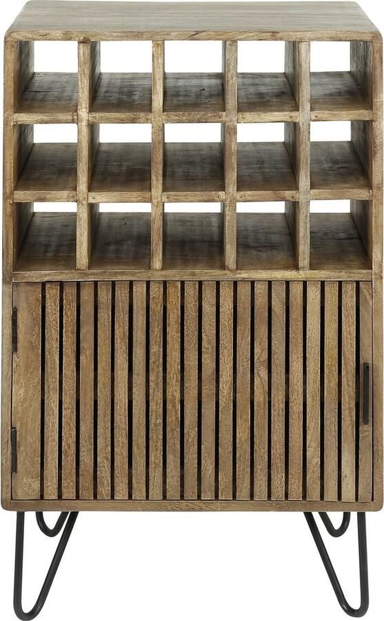 Giga Meubel Wijnkast Mangohout Naturel Metalen Onderstel Kast Tweak