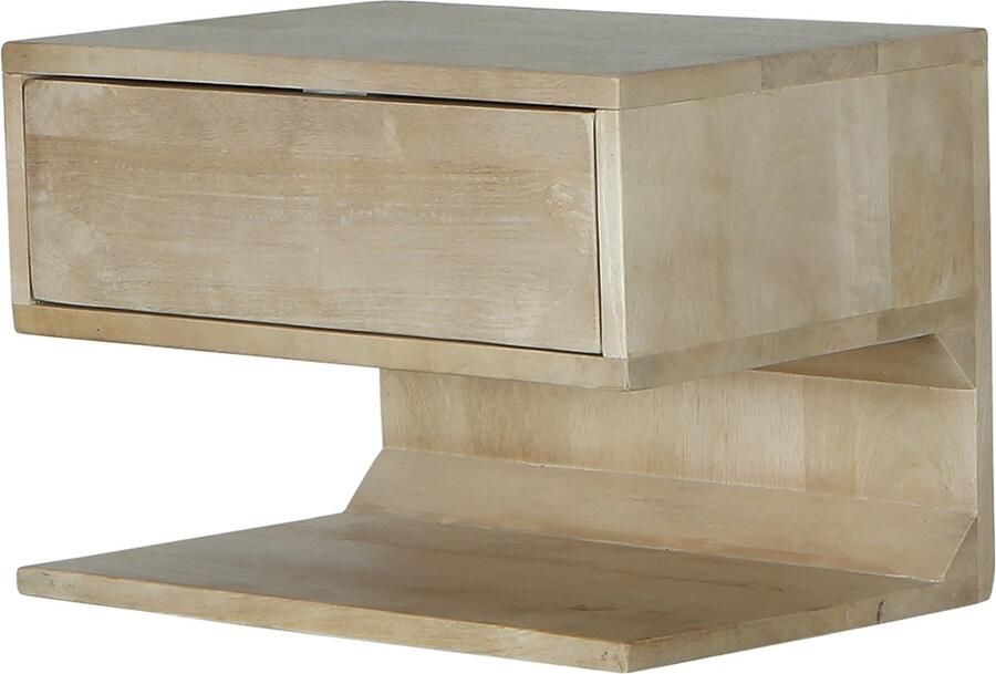 Giga Meubel Nachtkastje Zwevend Tessa Naturel Mangohout 45x30x30cm