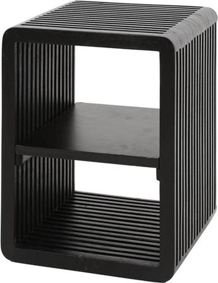 Giga Meubel Nachtkastje Rib XS Zwevend Teakhout Zwart 30x30x40cm - Foto 2