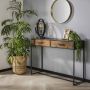 Giga Meubel Haltafel 2 Laden Robuust Hardhout Metalen Frame Tafel Blend - Thumbnail 1