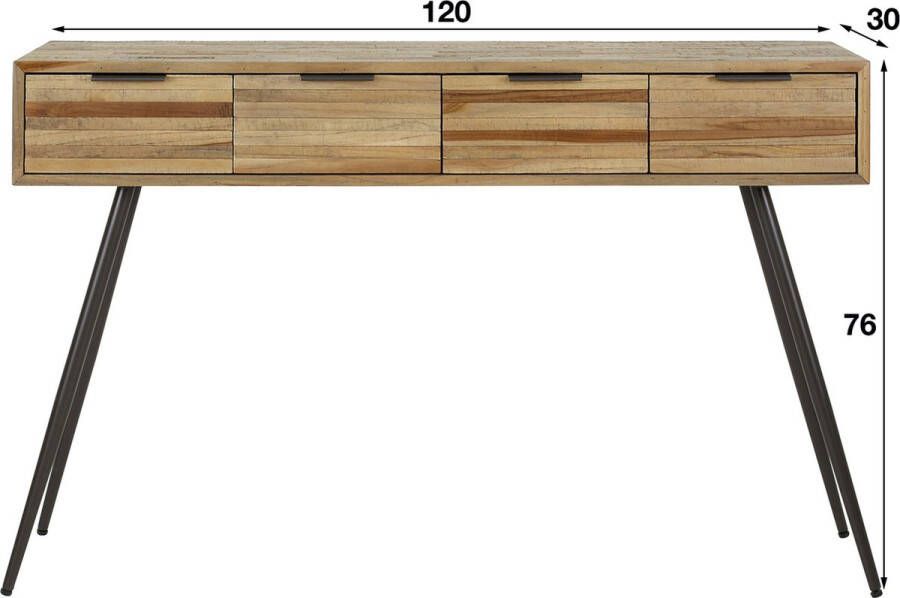 Giga Meubel Haltafel Teakhout Naturel 4 Lades Tafel Teca Strip