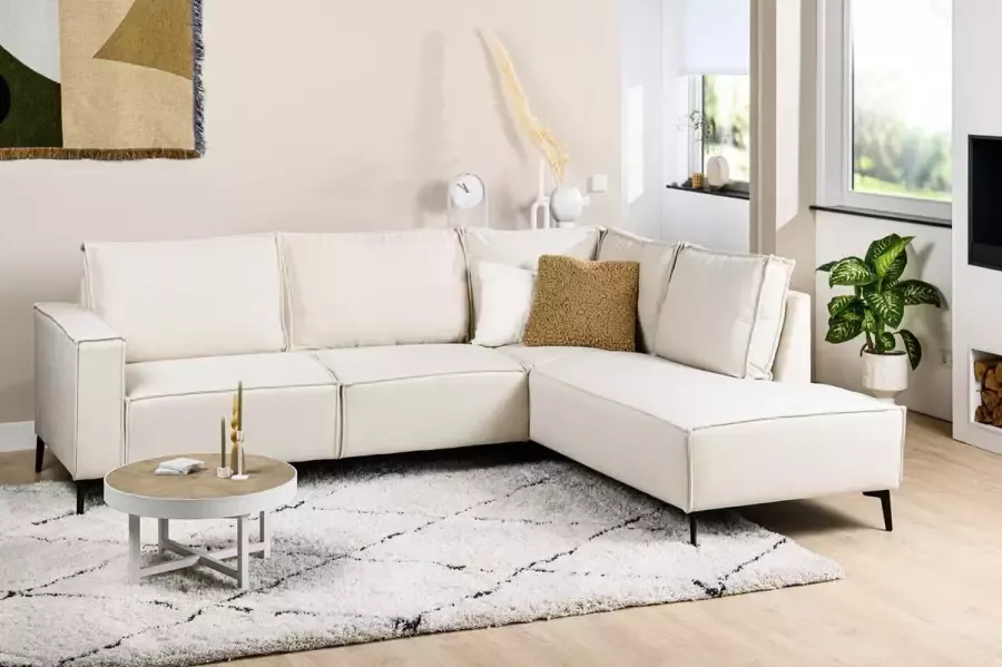 Giga Meubel Hoekbank 3-zits Ivoor 210x262x83cm Bank Raya Rechts