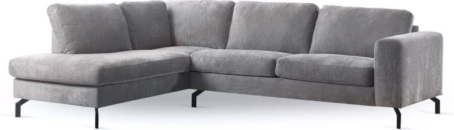 Giga Meubel Hoekbank 3-Zits Vierkant Stof Grijs Links 262x206x84cm Harmony