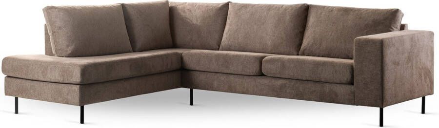 Giga Meubel Hoekbank 3-Zits Vierkant Stof Taupe Links 265x208x81cm Lord