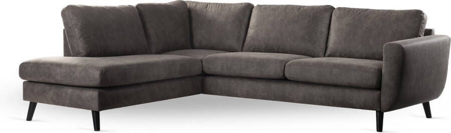 Giga Meubel Hoekbank 3-Zits Vierkant Stof Taupe Links 265x208x81cm Yuma