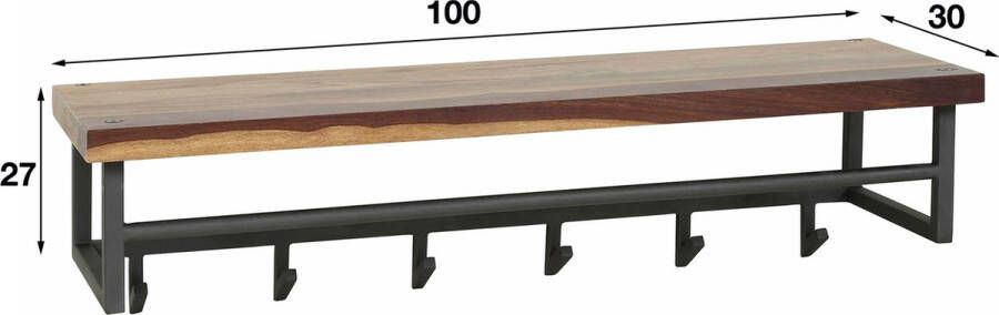 Giga Meubel Kapstok 6 Haken met Hoedenplank 30x100x27cm Metaal & Hout