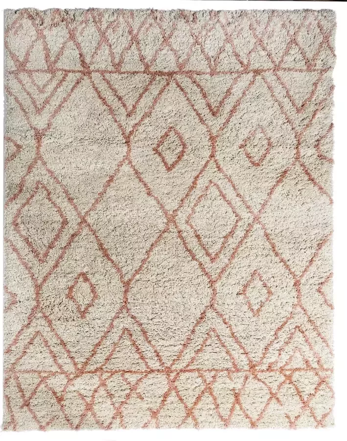 Giga Meubel Karpet 160x230cm Gebroken Wit Roze Geruit Rechthoekig Anna