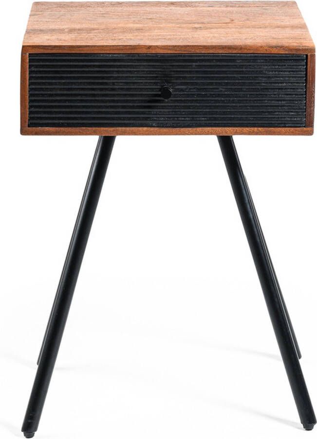 Giga Meubel Nachtkastje Acaciahout Walnoot 1 Lade Kast Arne