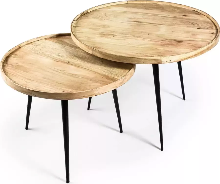 Giga Meubel Salontafel Acaciahout Naturel Ø60cm Set van 2 Tafel Zion