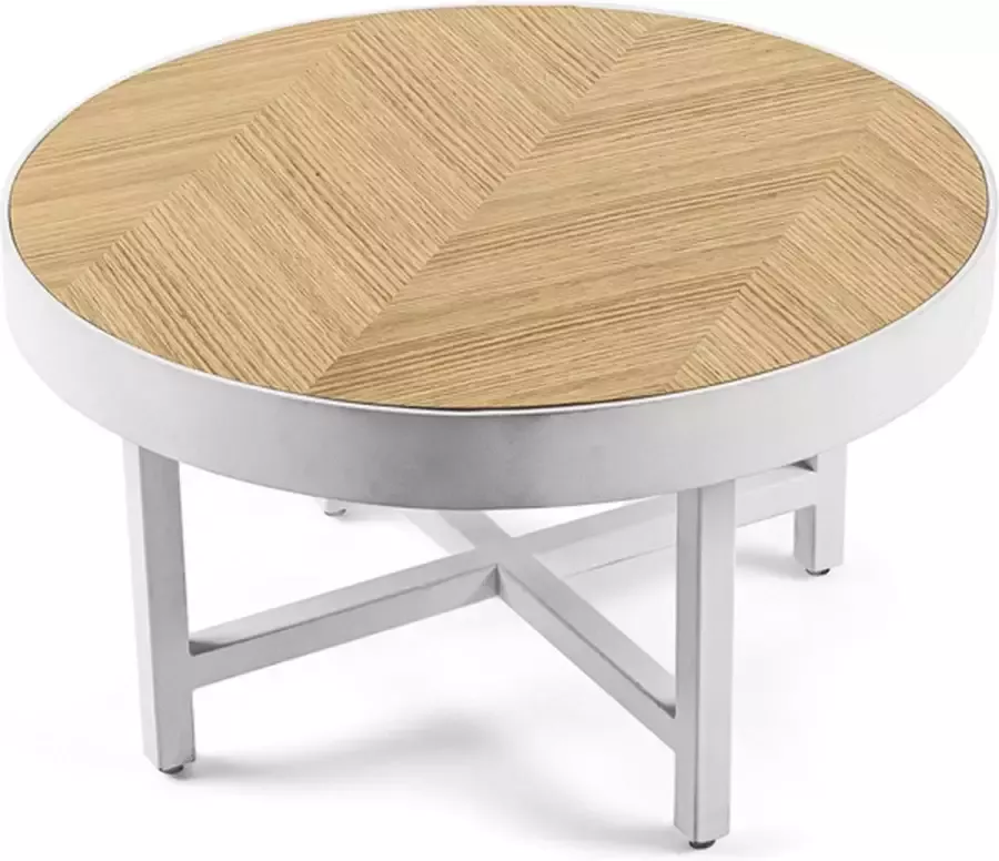 Giga Meubel Salontafel Eikenhout Metaal Wit Rond Ø74cm Tafel Lennox