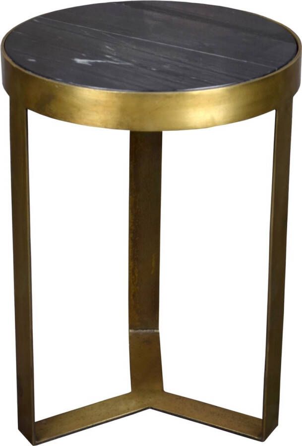 Livingfurn Bijzettafel marmer Glennis Black & Gold 40 cm - Foto 2