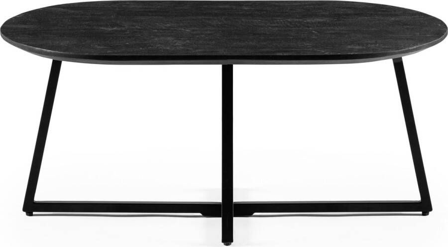 Giga Meubel Salontafel Ovaal Zwart Mangohout 90x45x40cm Salontafel Jane