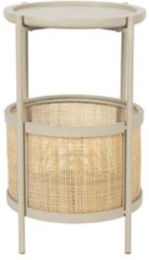 Giga Meubel Sidetable Zand Rotan & Metaal 30x30x50cm Sidetable Makoto Zand