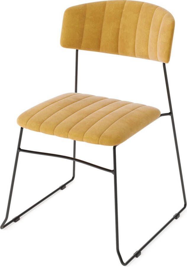 Giga Meubel Stapelstoel Geel Velvet Zithoogte 45cm 55x54x79cm Mundo Set van 4