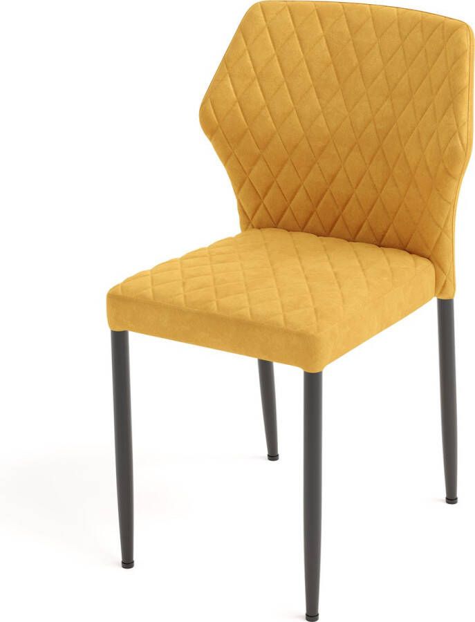 Huismerk Essentials Louis stapelstoel geel set van 4 kunstleder bekleed brandvertragend 49x57 5x81 5cm (LxBxH) - Foto 1