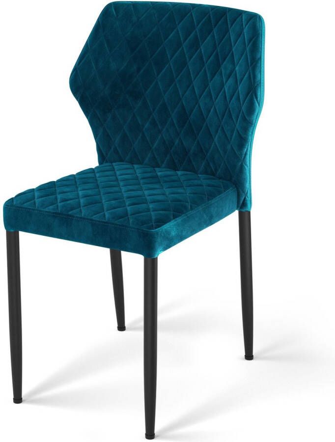 Huismerk Essentials Louis stapelstoel petrol blauw set van 4 kunstleder bekleed brandvertragend 49x57 5x81 5cm (LxBxH)