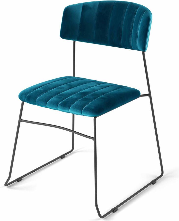 Essentials Mundo stapelstoel petrol blauw set van 4- kunstleder bekleed brandvertragend 54x55x79cm (LxBxH)