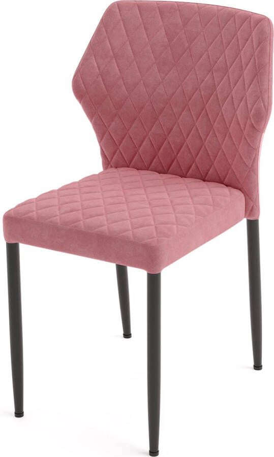 Giga Meubel Stapelstoel Roze Velvet Zithoogte 46cm 57 5x49x81 5cm Louis Set van 4