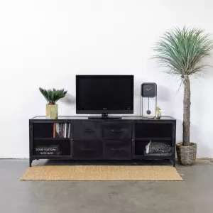Giga Meubel TV Meubel Zwart Metaal 200x45x65cm Tv-meubel Brian 200cm