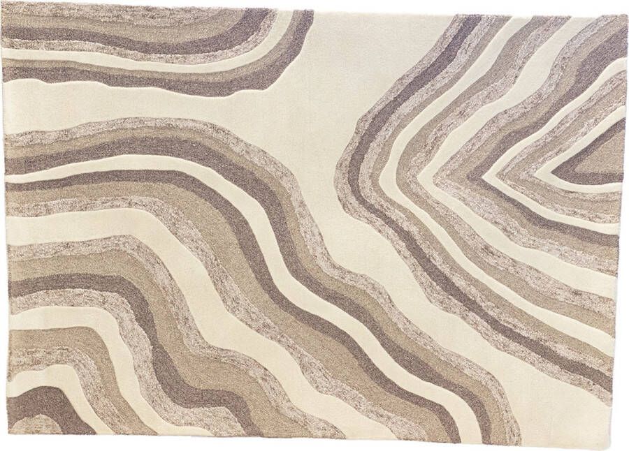 Giga Meubel Vloerkleed Rechthoek Taupe Beige Wol 160x230x2cm Loa