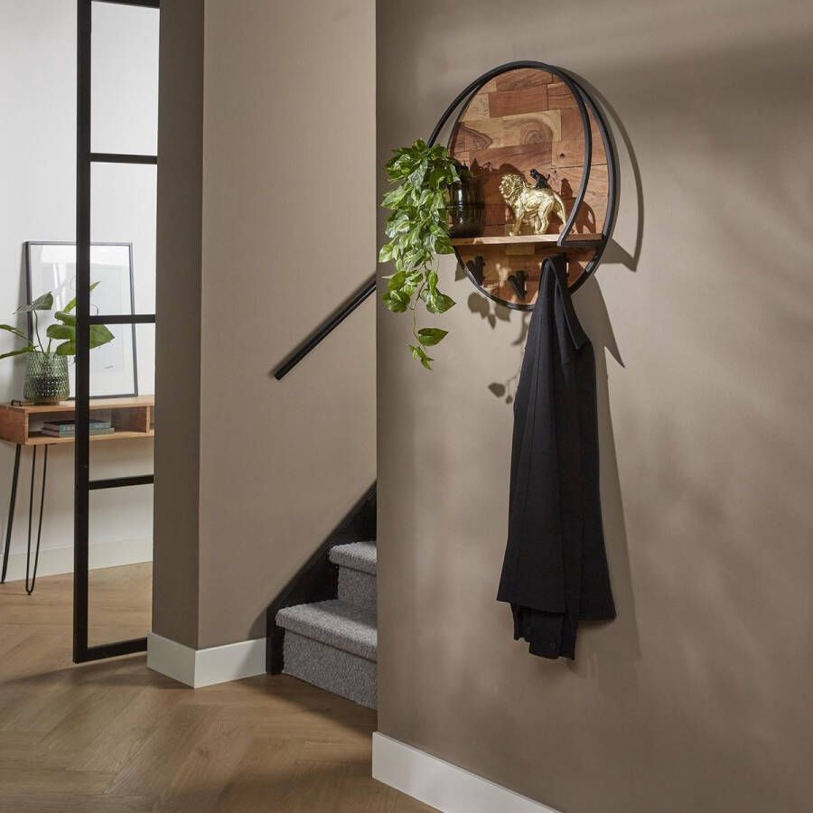 Giga Meubel Wandschap Kapstok Massief Acaciahout 15x60x60cm Wandschap Kapstok Mill Gezandstraald