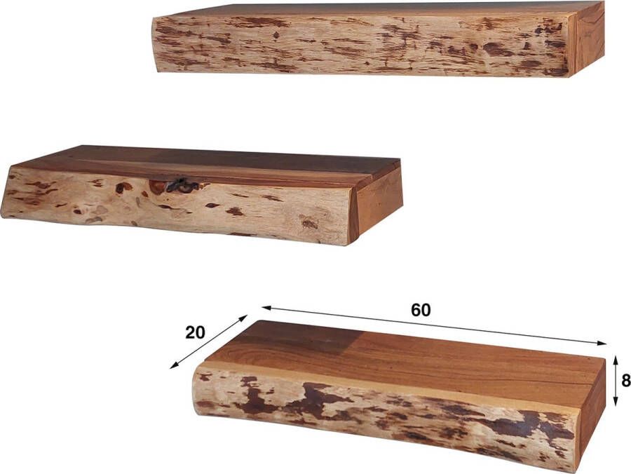 Giga Meubel Wandschap Tree Storage Set van 3 met Lade Acaciahout Naturel - Foto 2