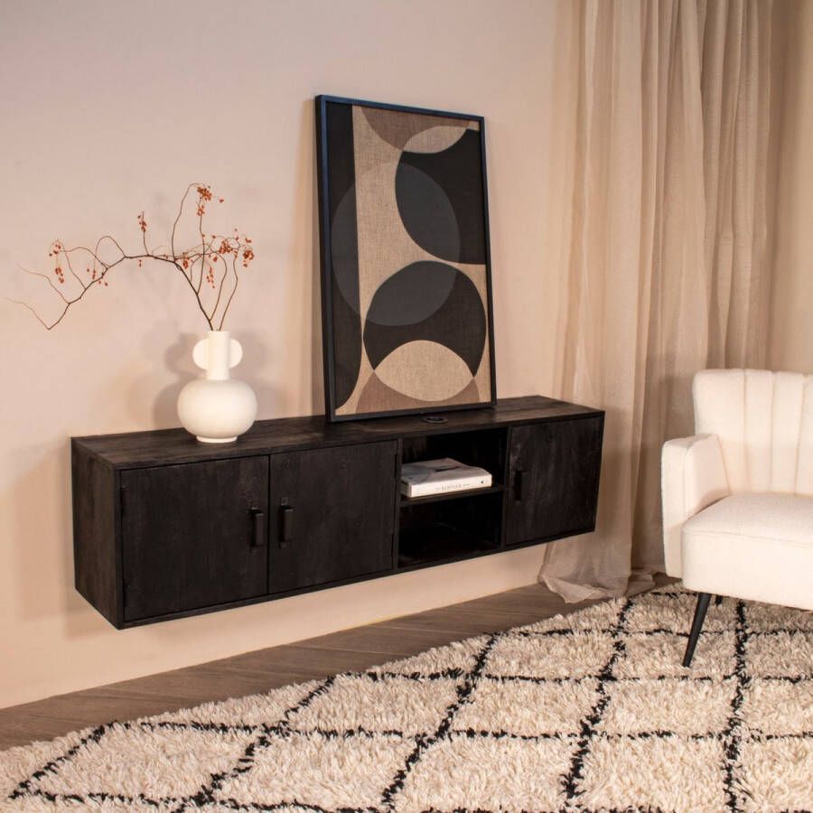 Giga Meubel Zwevend Tv-meubel Zen Zwart Brushed 160cm