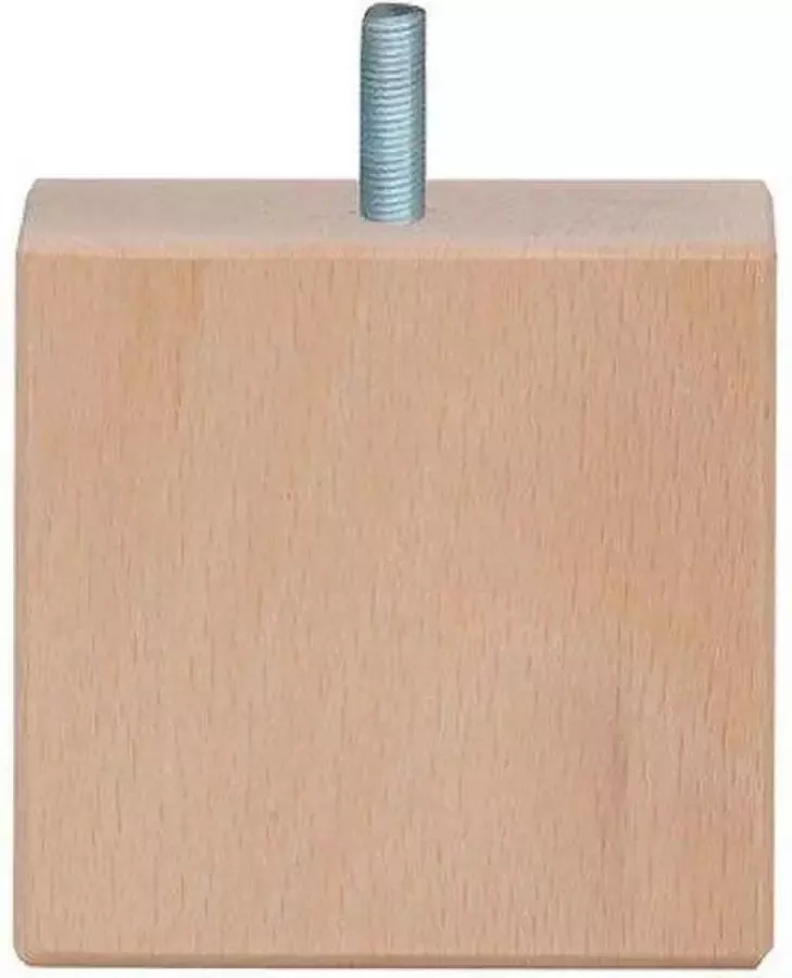 Furniture Legs Europe FLE Meubelpoot vierkant 10 bij 10 cm en hoogte 10 cm van massief hout (M10)