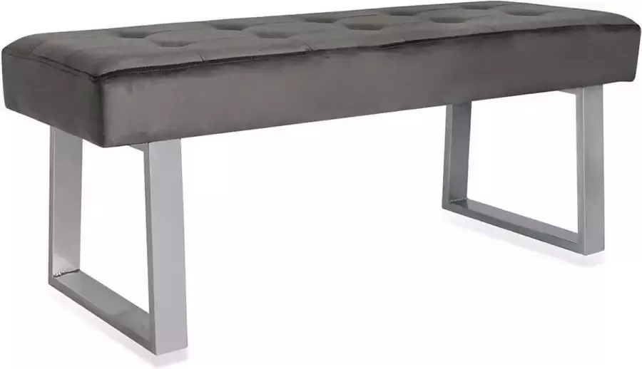 Gilde Eetkamerbank Manhattan Velvet DonkerGrijs Metalen Frame 45 x 122 x 50 cm