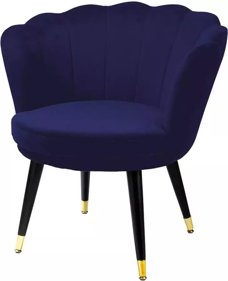 Gilde Fauteuil Soft 1 zit Velvet Donkerblauw Moderne zetel B 70 cm Design fauteuil