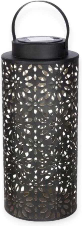 Gilde handwerk Solar lamp Solar lantaarn Metaal Bloemen patroon 34x15 cm