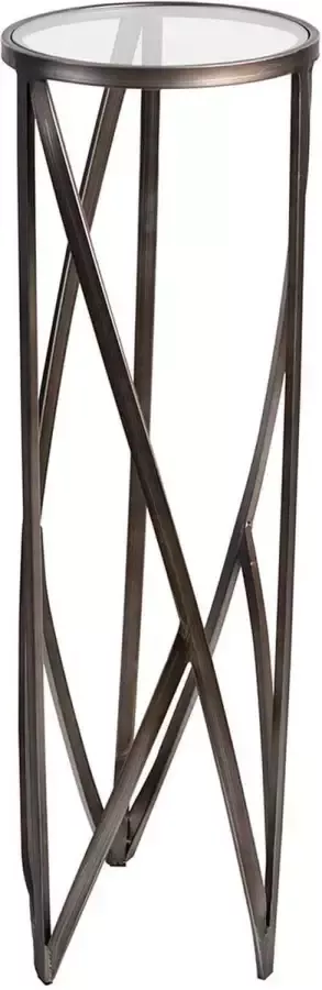 Gilde Metalen ronde bijzettafel Modern Industrieel Brons Hoogte 100 cm