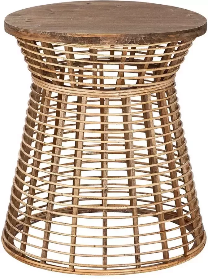 Gilde Ronde Bijzettafel Bamboo Bruin BOHO 65 cm hoog