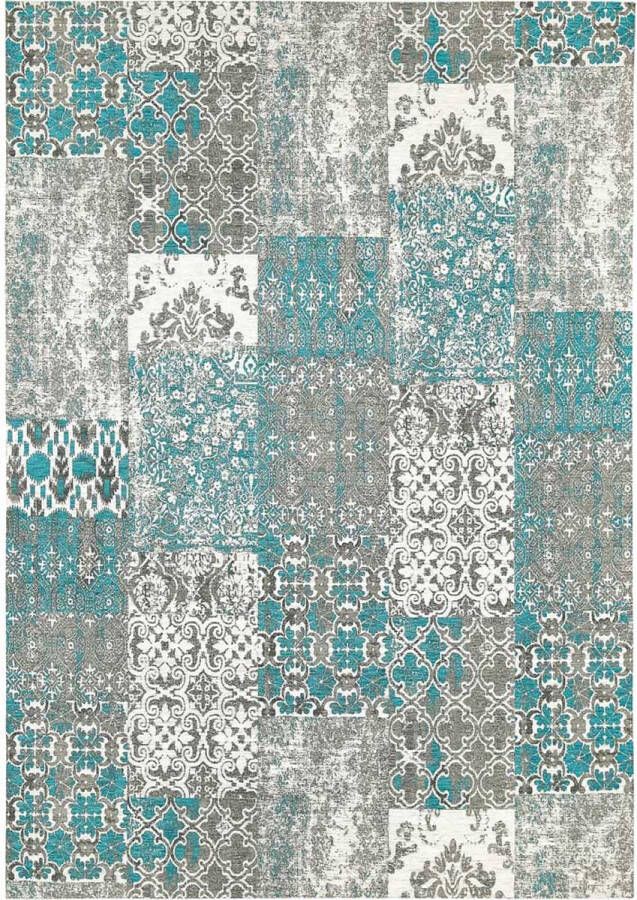 Ginore Vintage Vloerkleed Patchwork Deco Bright 280x380 Turqoise Tapijt