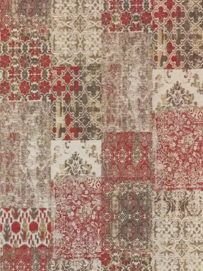 Ginore Vintage Vloerkleed Patchwork Deco Cranberry 140x200 Rood Tapijt