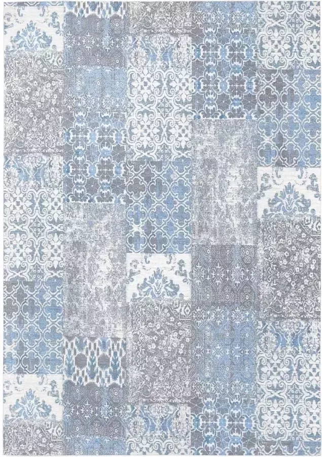 Ginore Vintage Vloerkleed Patchwork Deco Sunrise 140x200 Lichtblauw Tapijt