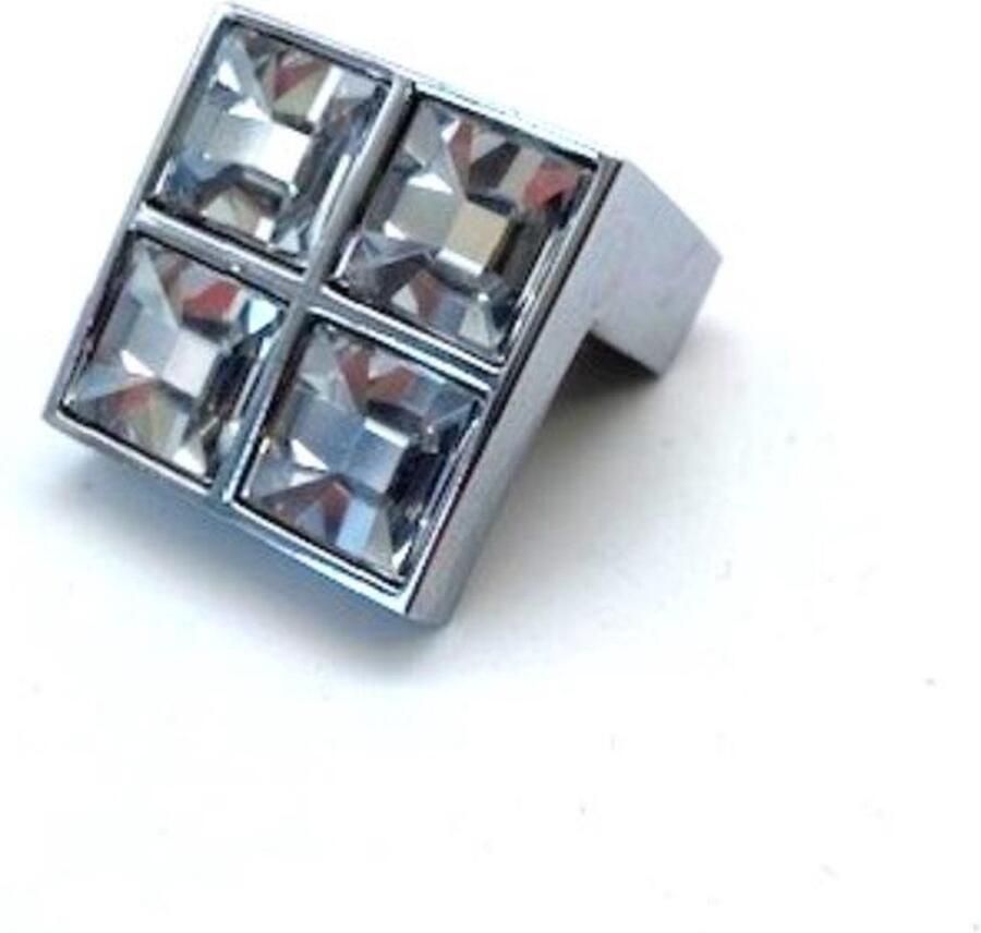 Giusti Greep vierkant glanzend chroom ingelegd met echte Swarovski kristal klein 25mm