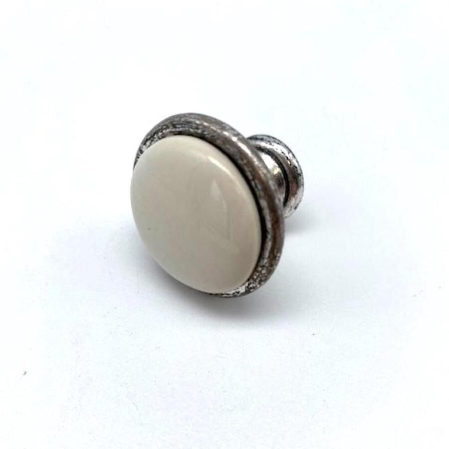 Giusti Knop Porselein Zilver Antiek 29mm