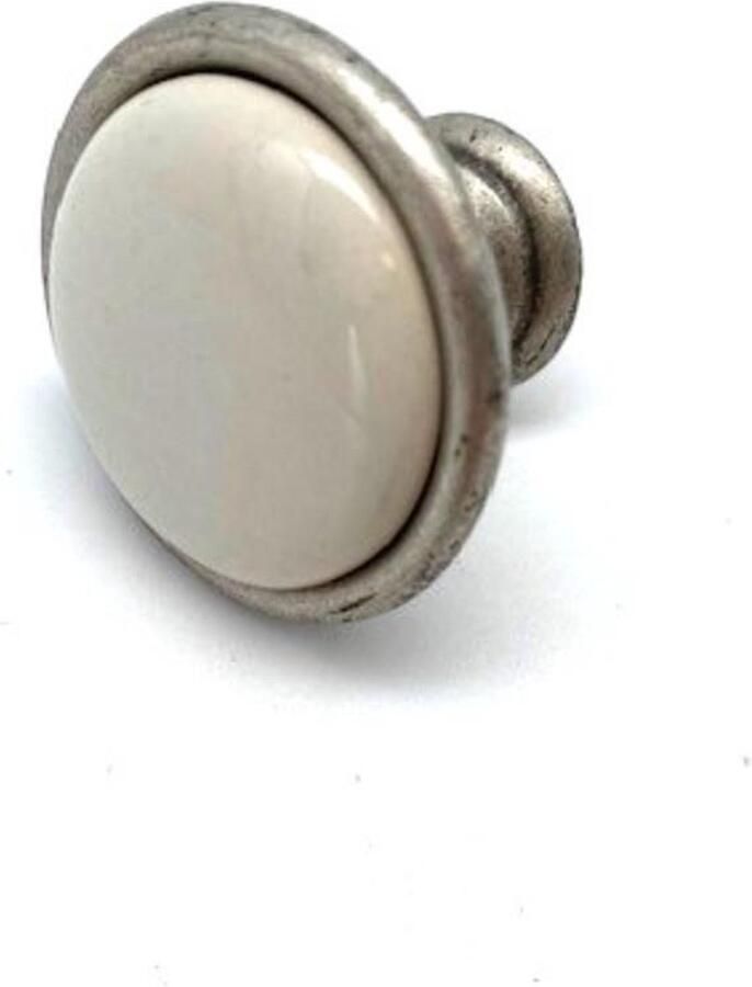 Giusti Knop Porselein Zilver Antiek 34mm