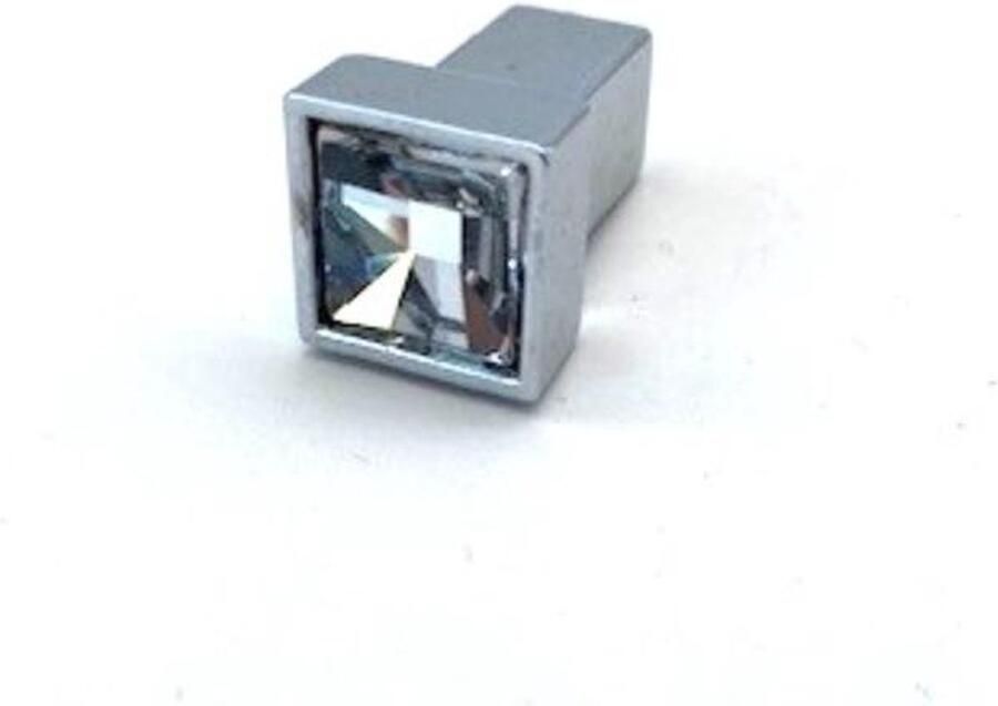 Giusti Knop vierkant glanzend chroom ingelegd met echte Swarovski kristal 13mm
