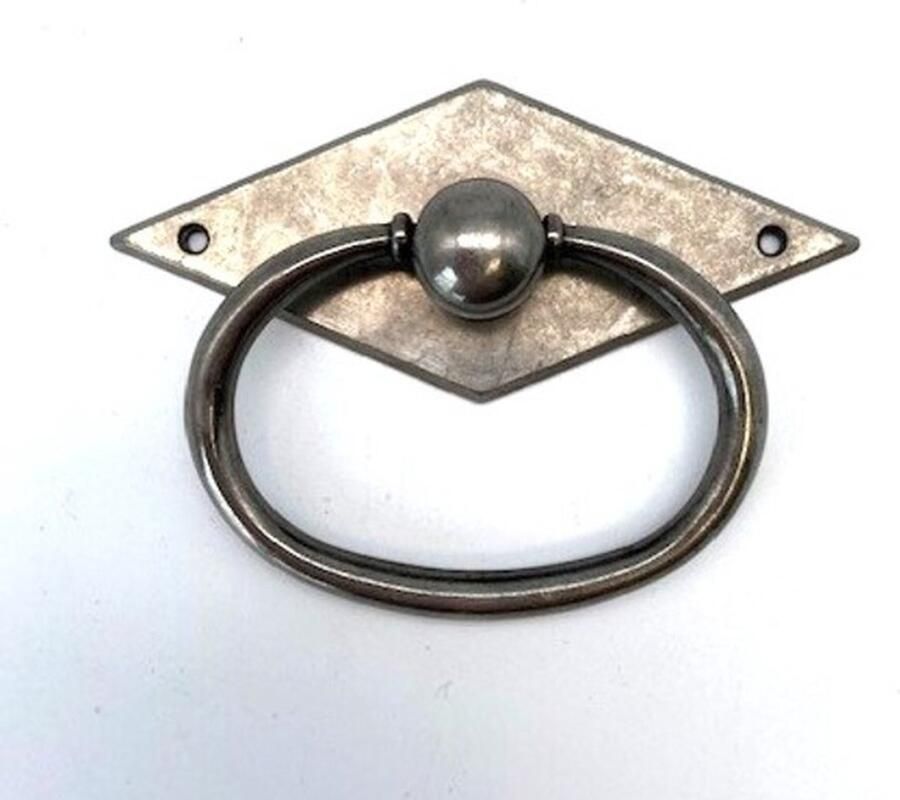 Giusti Ringgreep glanzend antiek zilver ruit Groot 83mm