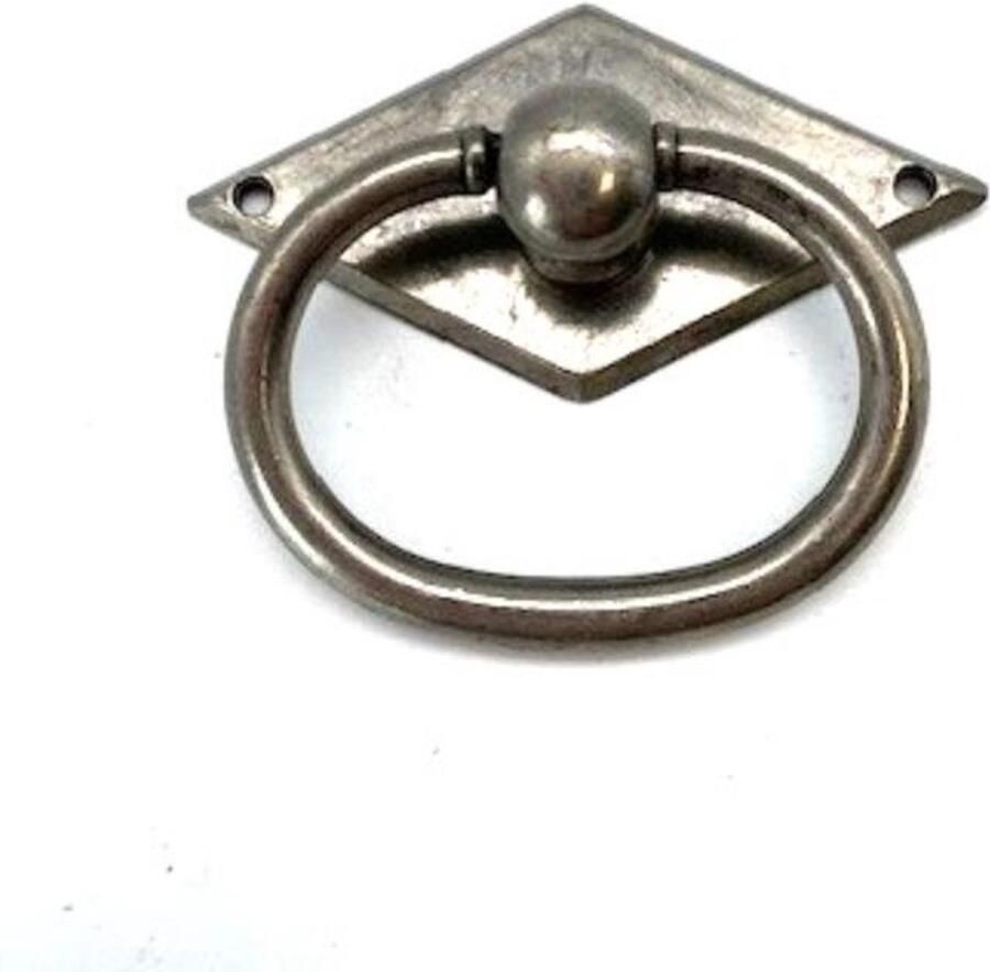Giusti Ringgreep glanzend antiek zilver ruit Klein 54mm