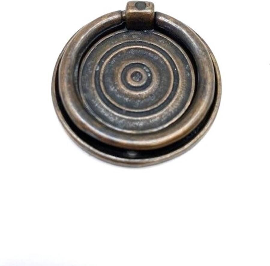 Giusti Ringgreep Messing antiek met achterplaat 40mm